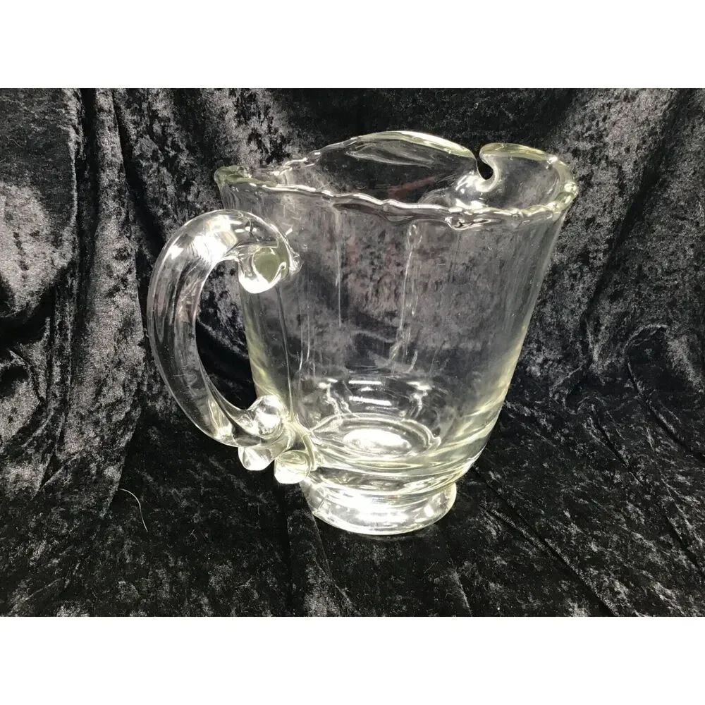 Vintage Fostoria Glass Ice Lip Water Pitcher Clear Mid Century Glassware Cottage